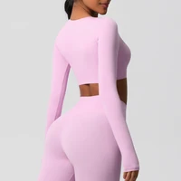 Yoga Shirts For Women Long Sleeve With Padded Fitness Running Gym Clothes Workout Dry Fit Breathable High Elastic Sports Top - Image 5