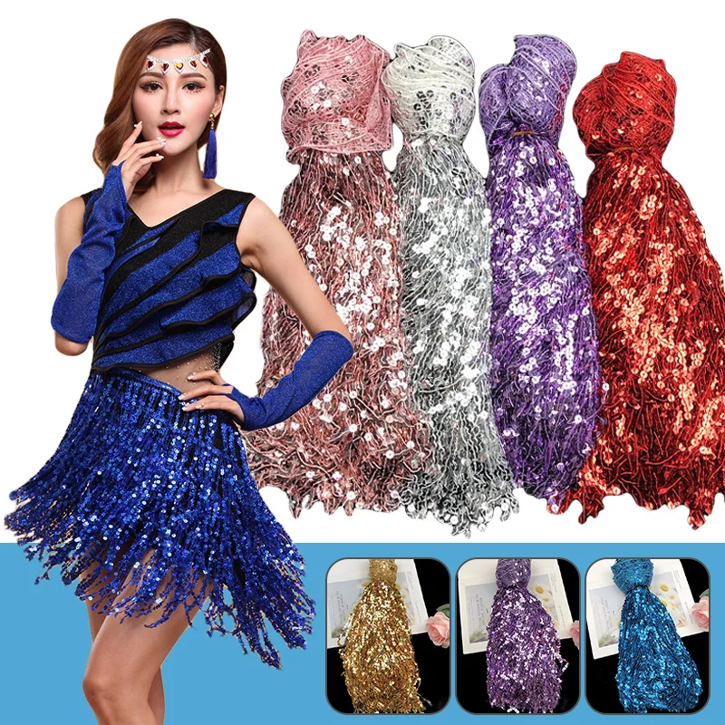 

6.5 Yard Embroidery 40cm Sequined Tassel Fringe Lace Stage Costume Accessories Curtain Lace Trims Tassels DIY Garment Decor