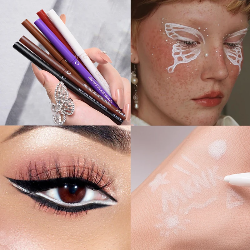Eyeliner Pen Waterproof Eyeliner Pen Smooth Matte Black Brown Gel Quick-drying Long Lasting Pencil