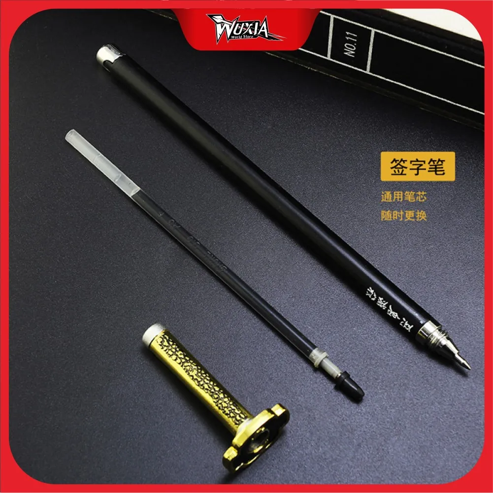 Demon Slayer Sword Tsugikuni Yoriichi Pen Swords Nichirin Blade Anime Knife Katana Keychain Weapon Model Children Christmas Gift valorant balisong weapon 21cm rgx 11z pro blade level 2 metal key chain game real steel katana swords model samurai of kids toy