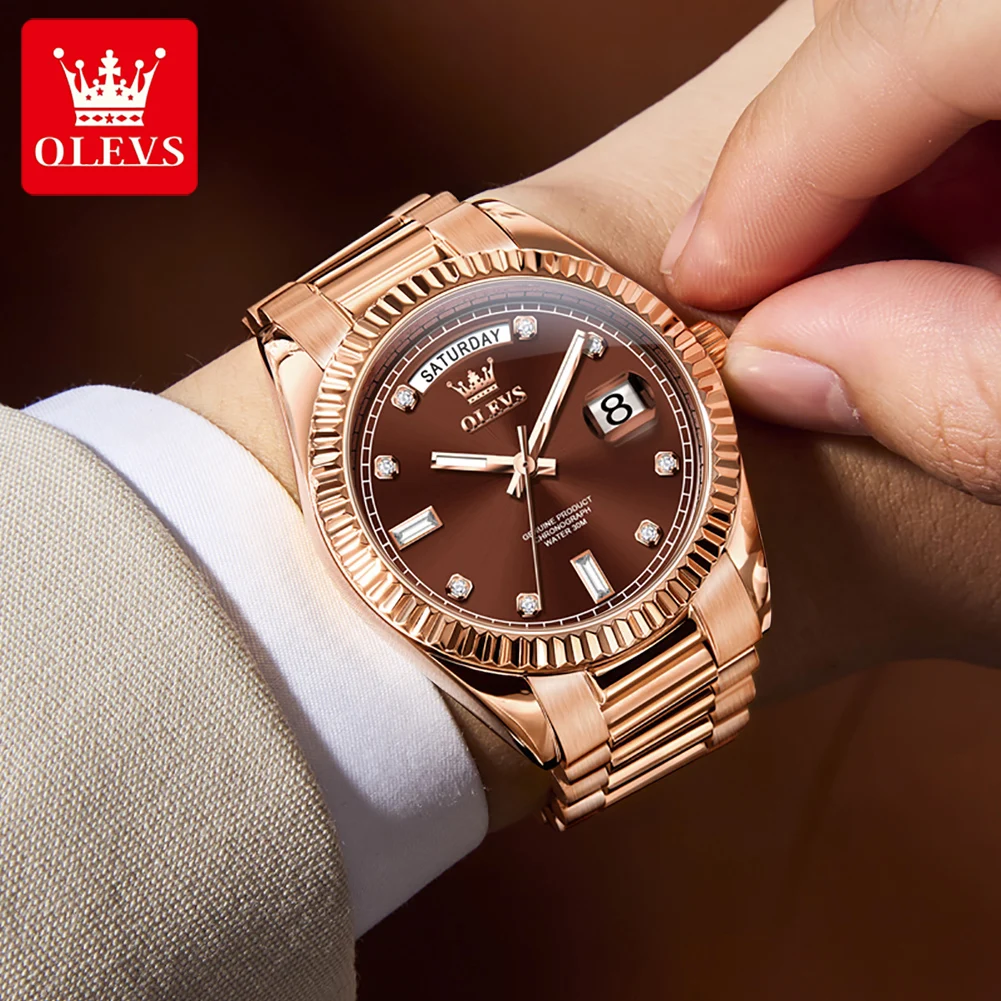 OLEVS 6736 Men's Mechanical Watch Fashion Business Sports Big Dial 45mm Sapphire Mirror Waterproof Automatic Wristwatch