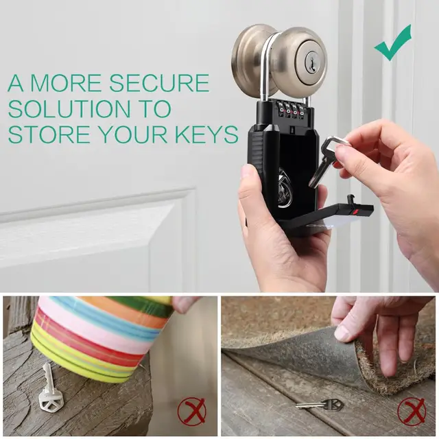 ORIA Key Safe Box Keys Storage Combination Lock Box Key Storage Lock Box 4-Digit Combination Lock Waterproof Indoor/Outdoor 6