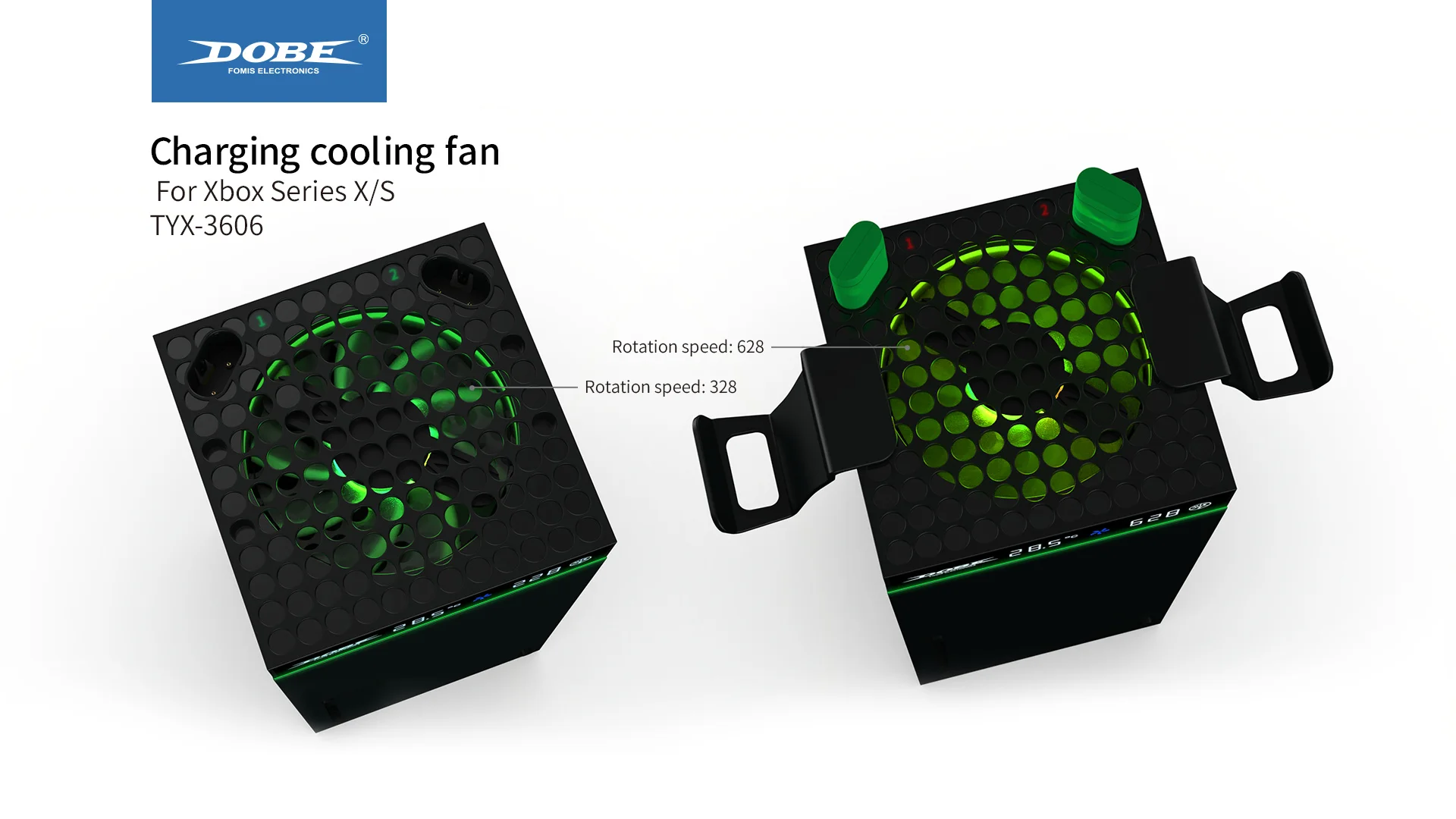 Cooling Fan and Charging Station for Xbox Series X/S with Intelligent Temperature Control Function,2PCS 1100mAh Battery TYX-3606