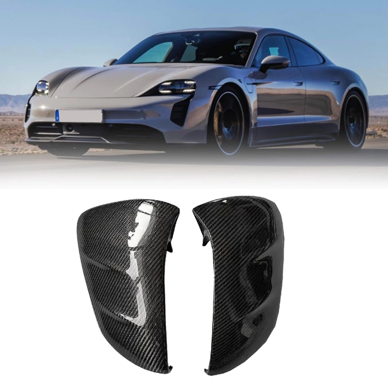 

For Porsche Taycan 2019-2022 Real Carbon Fiber Side Rear View Mirror Cover Trim Side Wing Mirror Caps Car Accessories