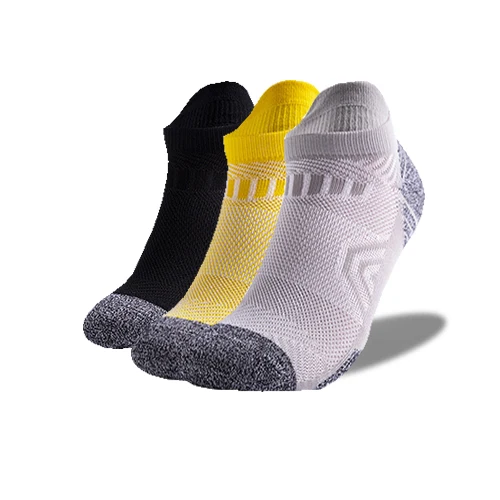 3Pairs/Lot Coolmax Cotton Socks Man Women Sport Running Sock Cycling Riding Bicycle Bike Football Breathable Basketball Sox blackyellowgray