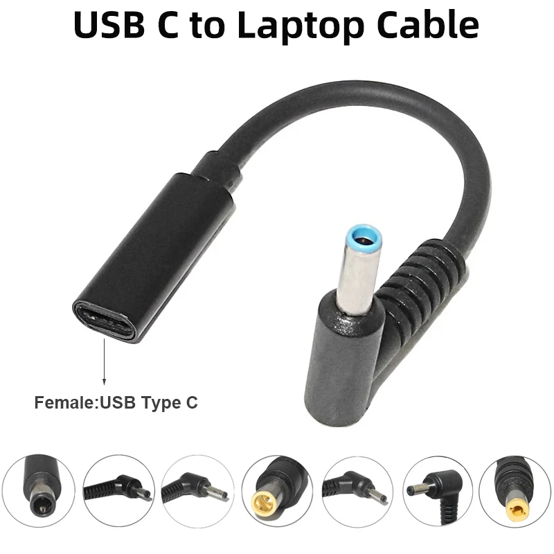 Laptop Cabo Adaptador de Alimentação Usb tipo c pd Fêmea para Macho Universal Plug Conversor para Lenovo hp Asus