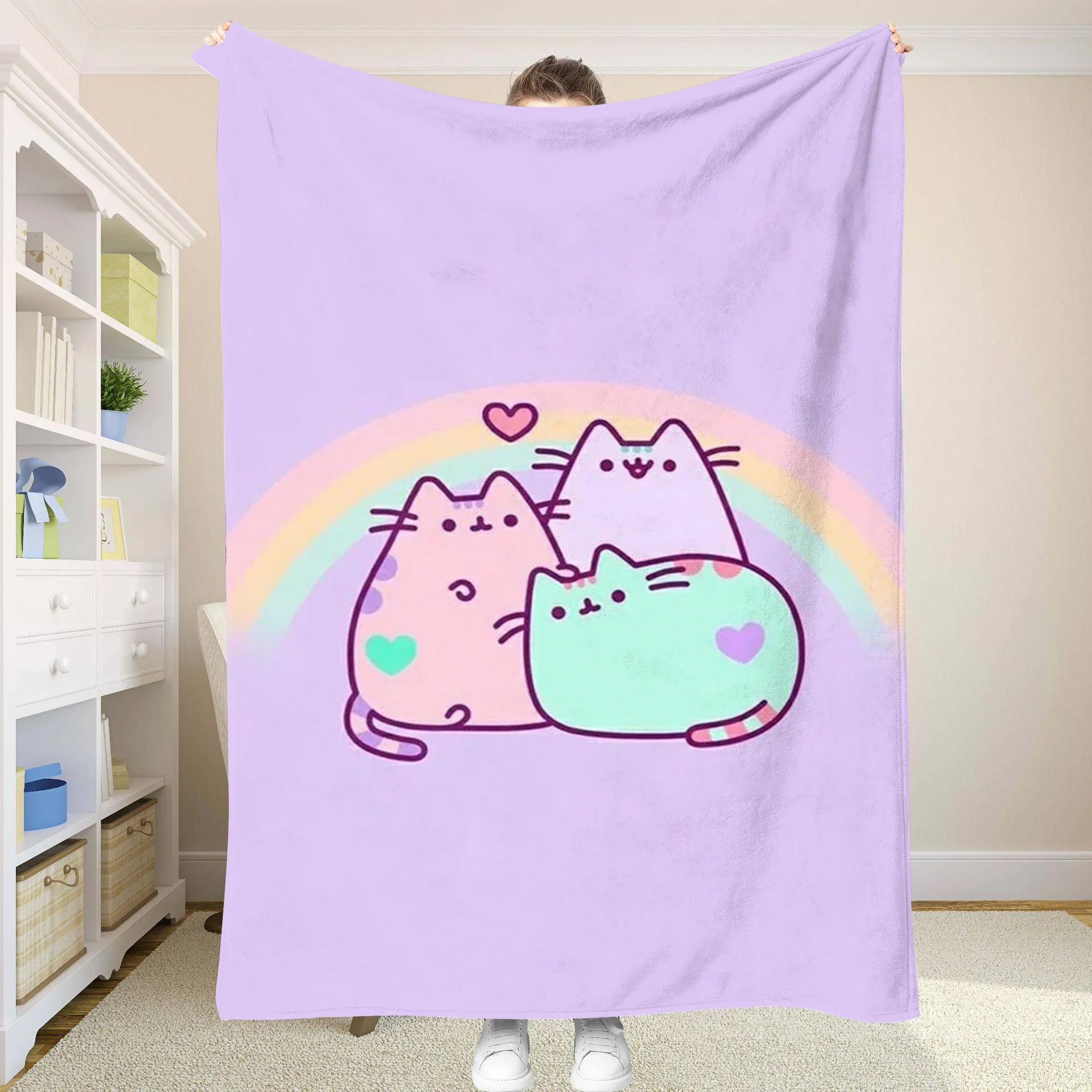 Nap Blanket Pusheenes Throw Blanket for Sofa Blankets Home and Decoration Double Bed Blankets & Throws Summer Comforter Anime 4