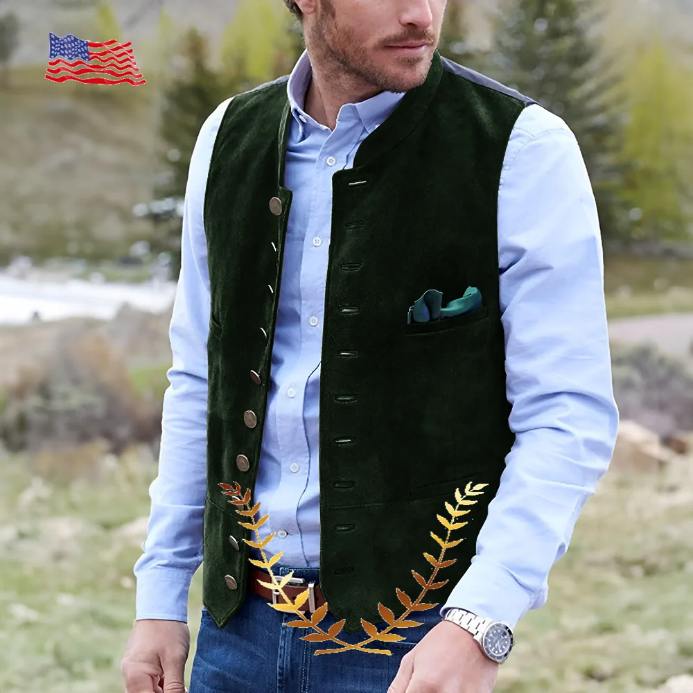 Men's Suede10-button Suit Vest Best Man Wedding Clothing Jacket Victorian Style Steampunk Casual Business Vest