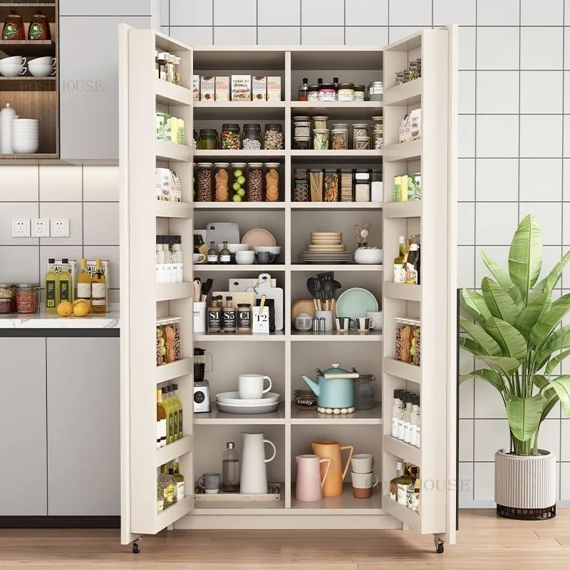 Solid Wood Multifunctional Wabi-sabi Sideboards Kitchen Snack Storage Cabinet Household High Cabinet Wall Side N