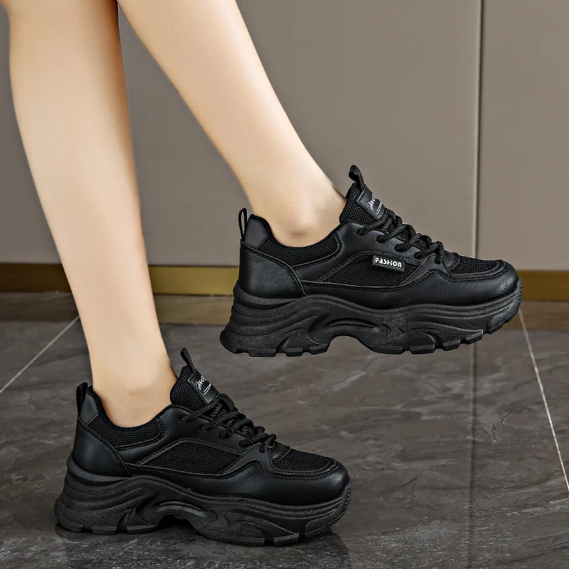 CRLAYDK Summer Chunky Sneakers for Women Platform Mesh White Casual Dad Shoes Comfortable Ladies Wedge Walking Sports Tennis 6