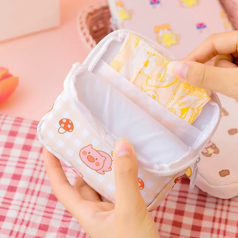 Sanitary Napkin Bag Tampon Storage Organizers Cartoon Makeup Storage Bag Data Cables Lipstick Earphone Storage Organization