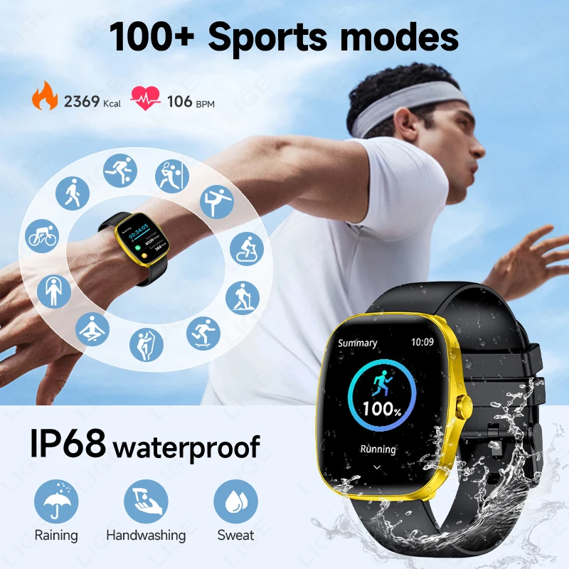 LIGE Smart Watch Women 1.53”HD Full Touch Screen Heart Rate Bracelet Sport Fitness Tracker Men Smartwatch For Android IOS New