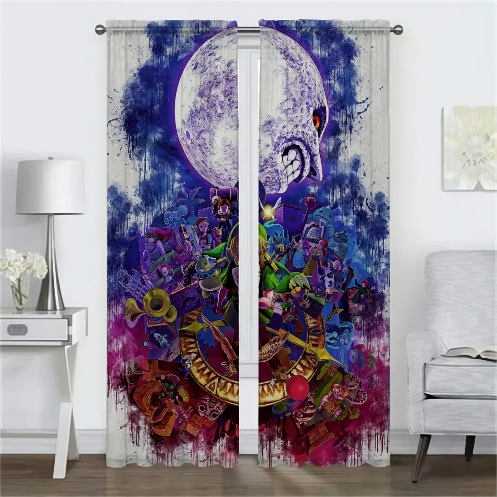 Blackout Curtains for Living Room Curtain Zeldas Tulle for Bedroom Home Interior Curtains 2 Pieces Halloween Decoration Shades 2