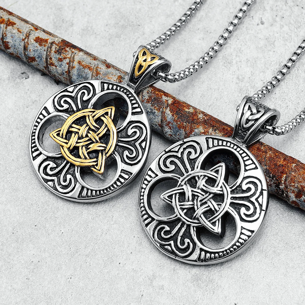 Viking Celtic Knot Pendants Men Necklace 316L Stainless Steel Chain Punk Rock For Boyfriend Male Jewelry Best Gift Dropshipping