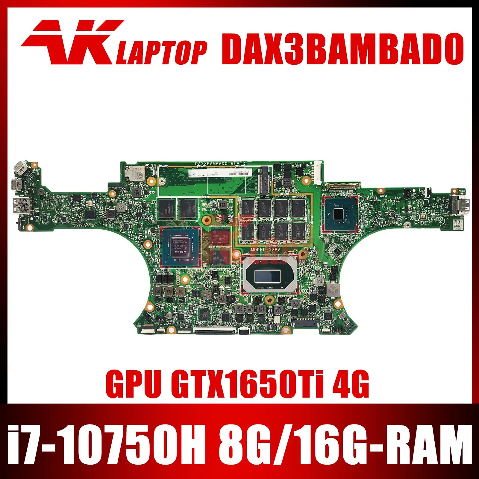 

L95648-601 L95648-001 M04100-601 DAX3BAMBAD0 For HP Spectre X360 15-EB Motherboard i7-10750H 8G/16G RAM GTX1650Ti 4G