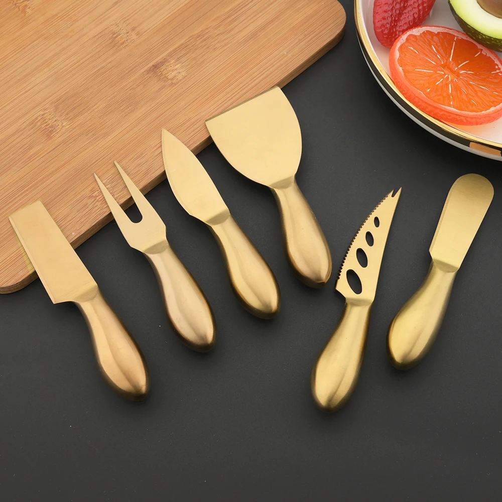 1Pcs Quality Gold Matte Cheese Knives Set Stainless Steel Handle Multi-Use Divider Cheese Knife Butter Spatula Slicer