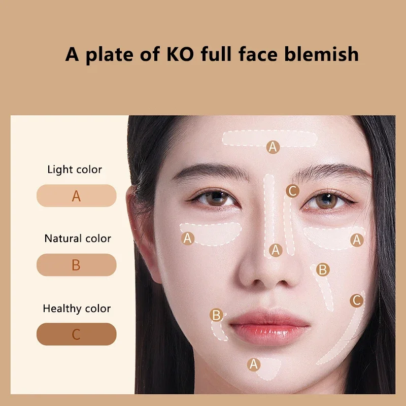 Tri-color Concealer Hidden Pores Cover Blemishes Long Lasting Makeup Holding Decorate Face Brightening Skin Tone Concealer Cream 5