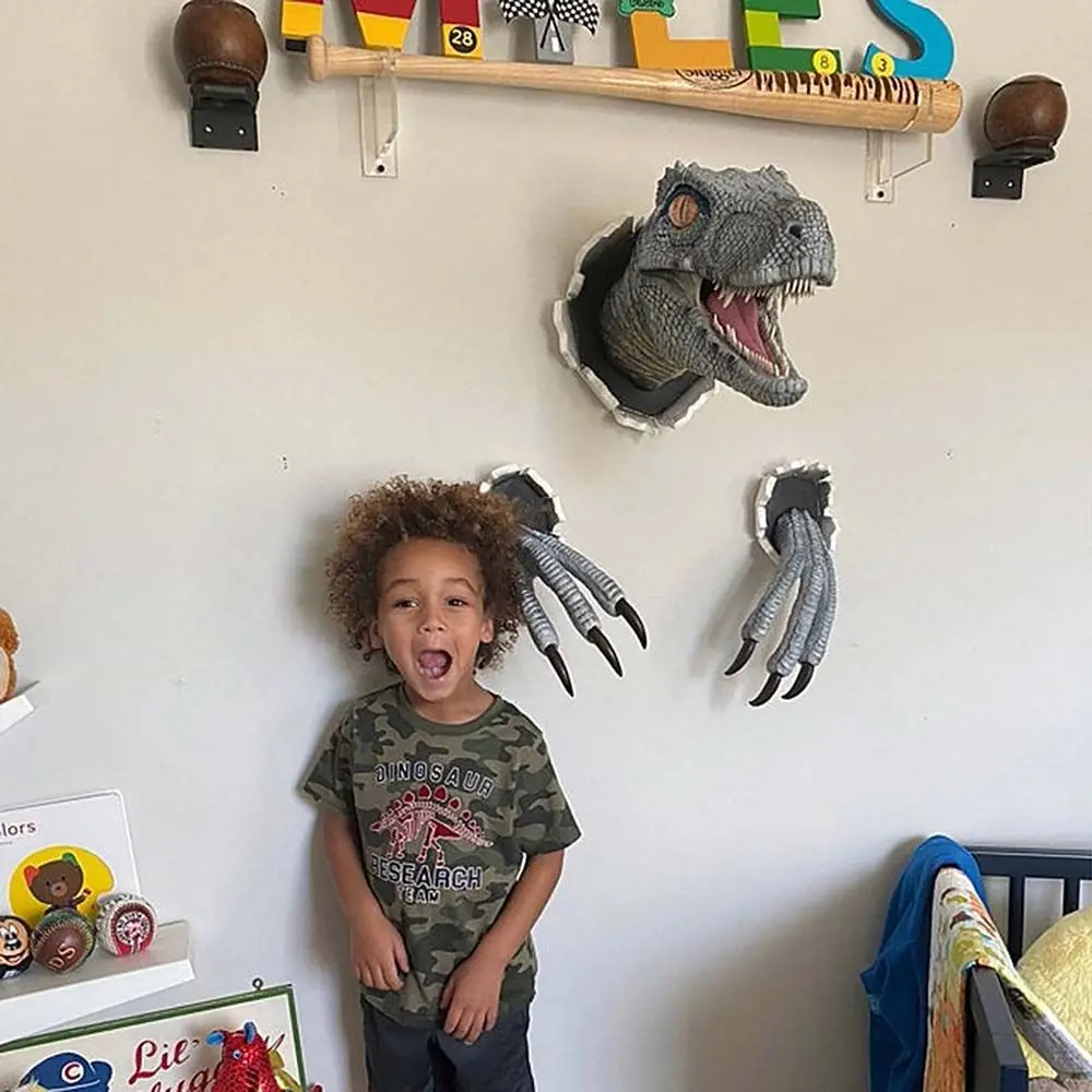 Dinosaurier Wand Skulptur 3d Wand platzen hängenden Dinosaurier Kopf Harz Dinosaurier Kopf mit Krallen Wohnkultur – Detail 6