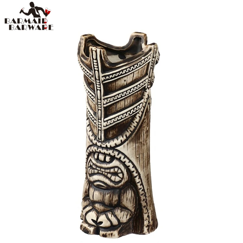 

420ml Ceramic Tiki Mug Creative Porcelain Beer Wine Mug Cup Bar Tool