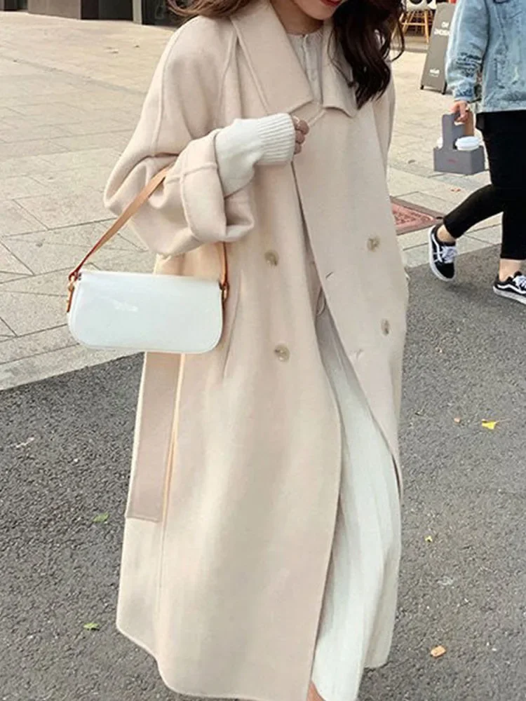 Korean Long Loose Trench Coats  Korean Coat Long Trench Woolen - Autumn  Winter Woman - Aliexpress