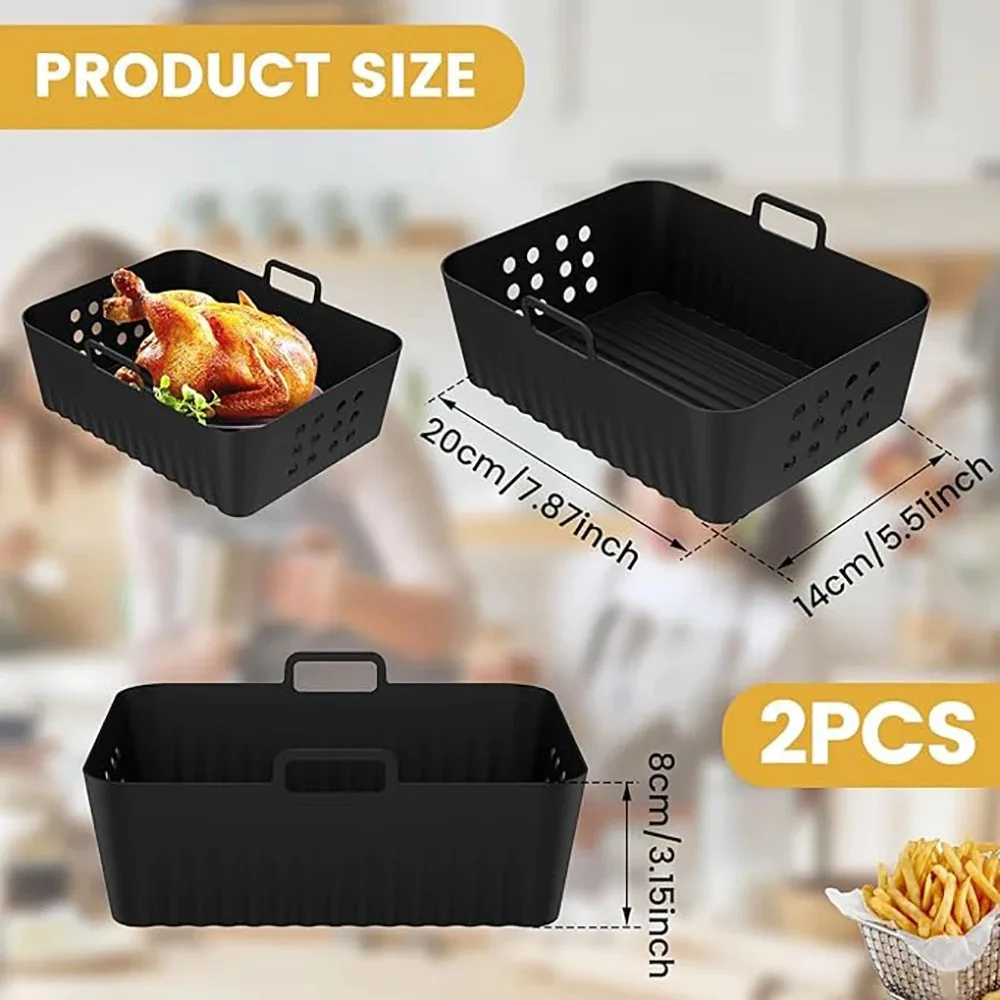 Air Fryer Silicone Liners for Ninja SL400 SL401 Double Stack XL Basket Reusable Air Fryer Baking Tray Airfryer Accessories 2Pcs