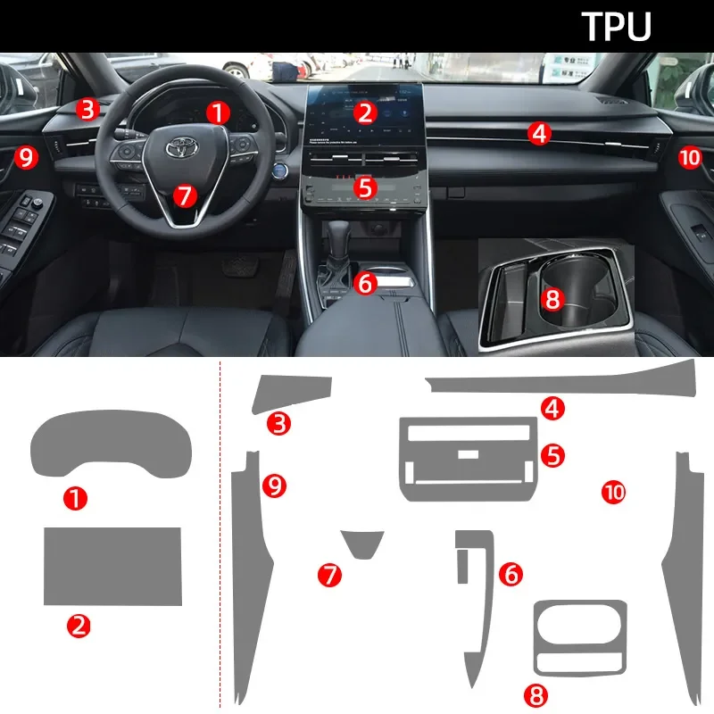 

Tpu Transparent Film for Toyota Avalon 2022 2023 Car Interior Sticker Center Console Gear Navigator Dashboard Back AC Door Panel