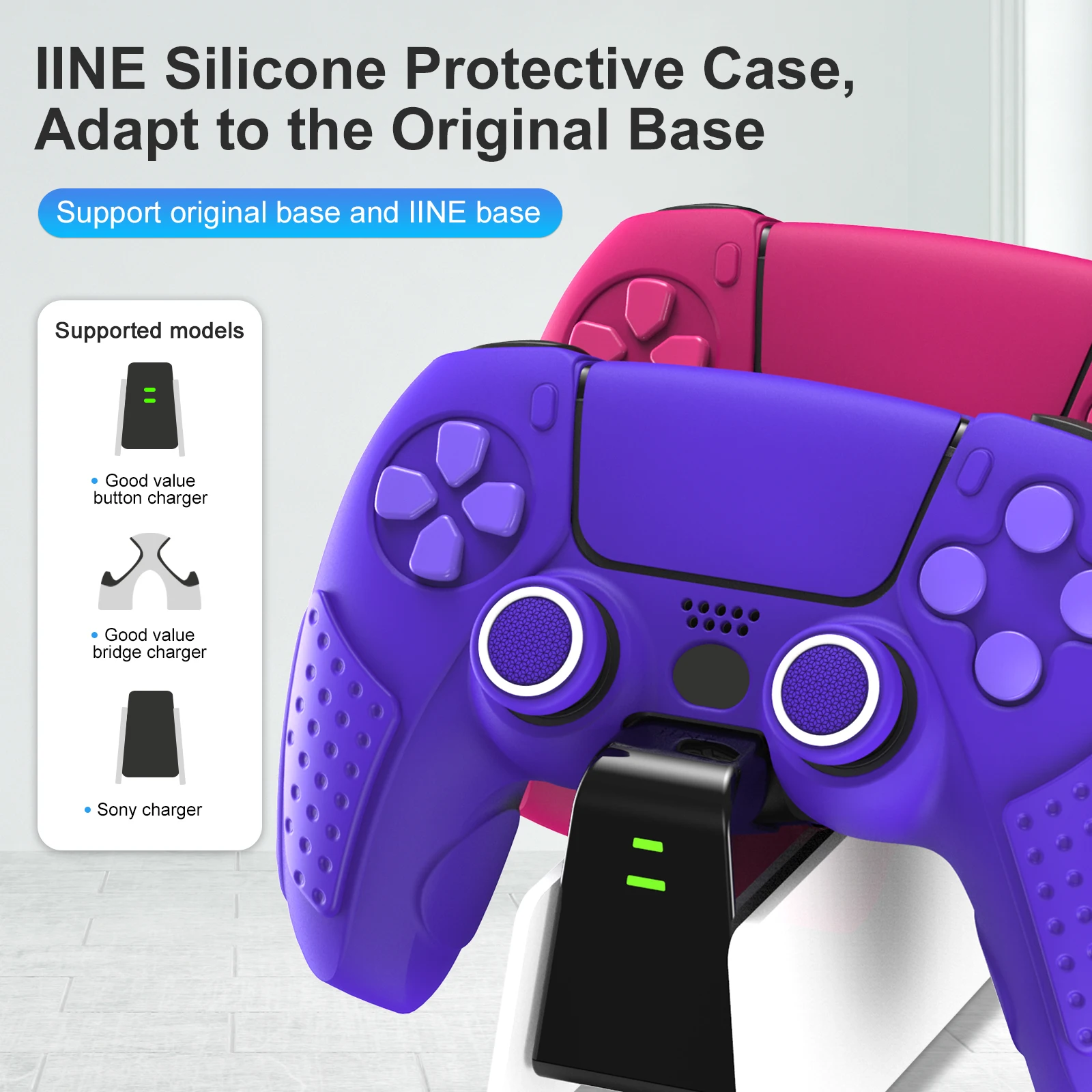 Iine para Ps5 Controlador Case Capa com Almofada de Toque Adesivo Silicone Case Capa Protetora Compatível Playstation5 Controlador