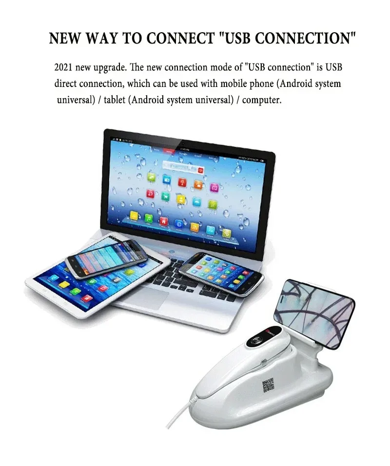 2025 Upgrade 50x/200x UV Skin Analyzer Usb Scalp Dermal Detector Microscope Skin Hair Follicle Pores Testing for Windows Android