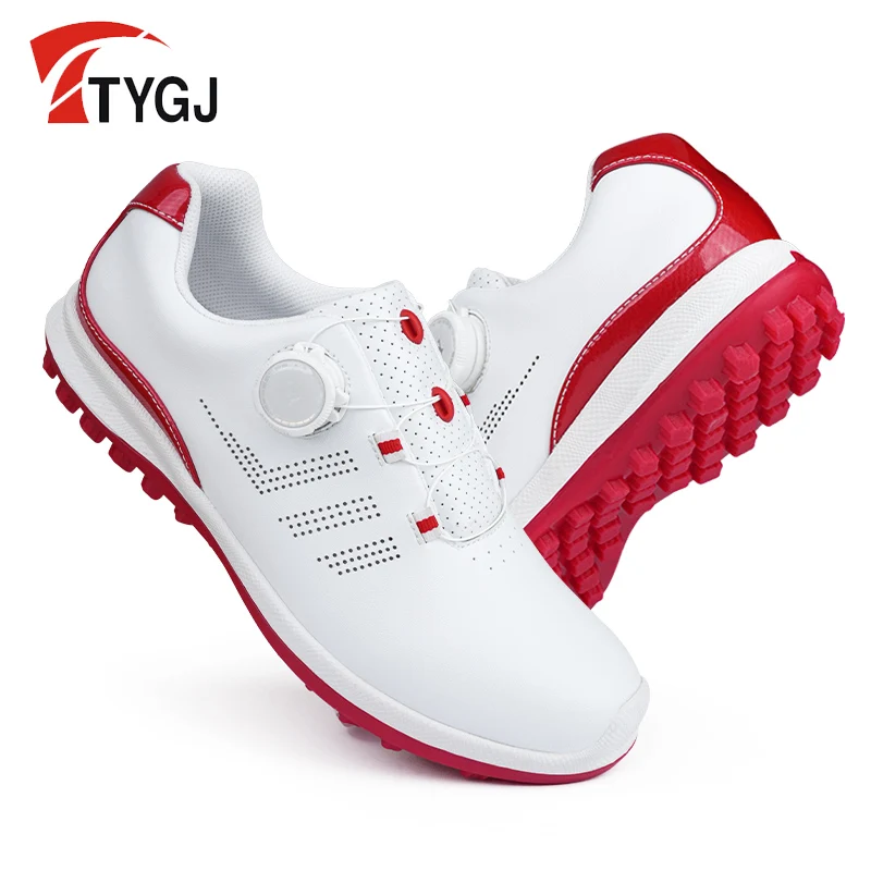 

TTYGJ Golf Shoes 2024 New Women's Casual Sports Shoes Waterproof, Non slip, No Studs, Rotating Button Laces