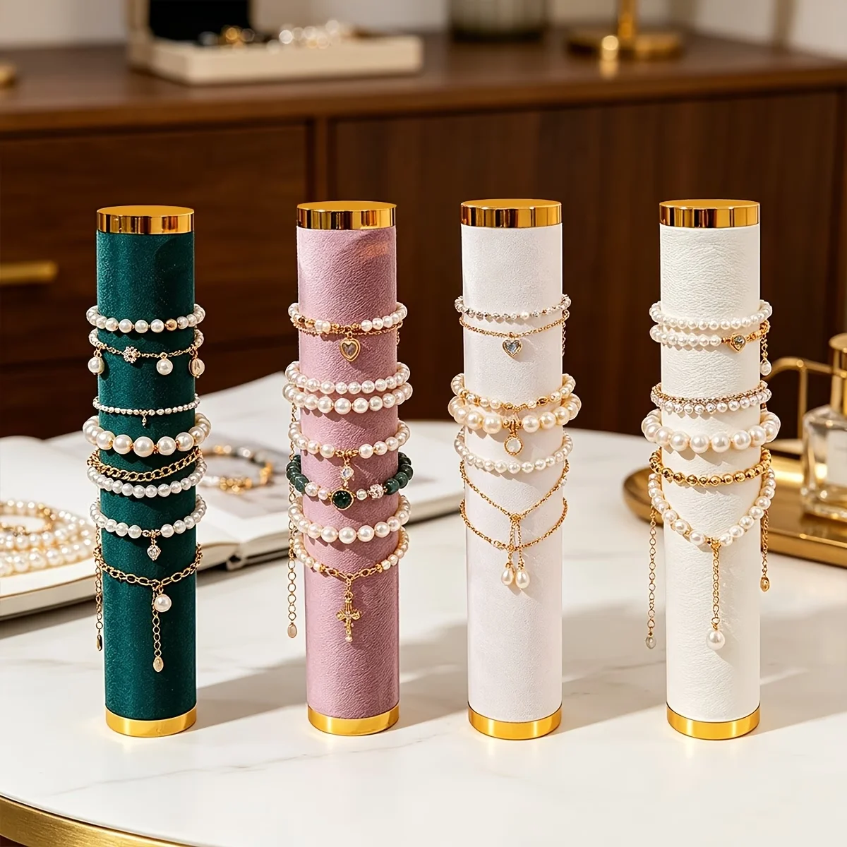 Elegant Detachable Bracelet Holder with Wooden Tray