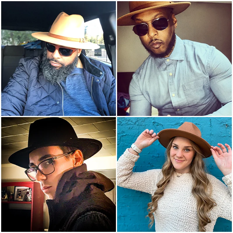 Fedoras Hats for Women Men Suede Luxury Felt Autumn Winter Big Brim Ladies Church Bone Vintage White Jazz fedora hat