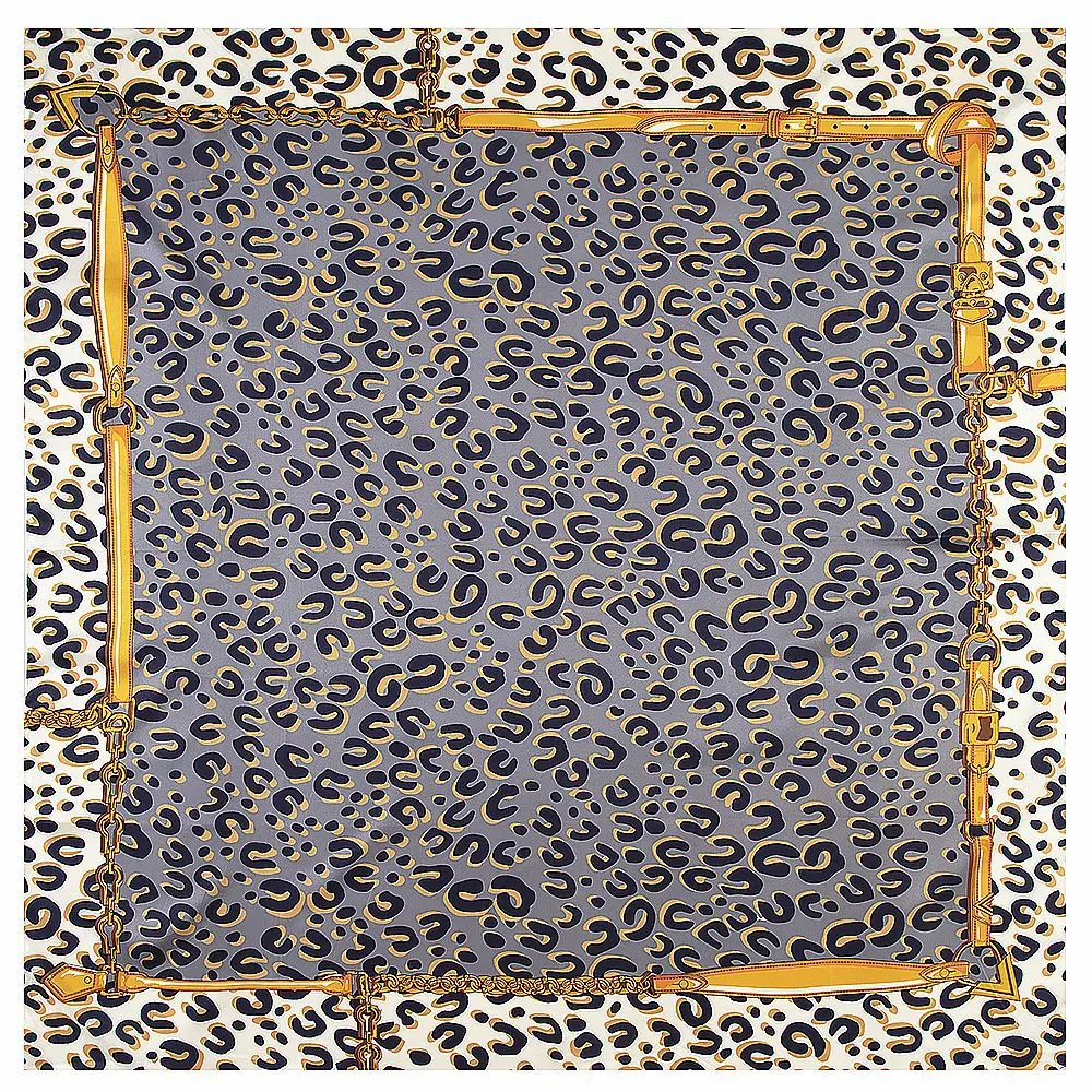 

Twill Silk Scarf 2024 Women Leopard Print Square Scarves Large Bandana Luxury Kerchief Hijab Female Head Scarf Foulard 130x130