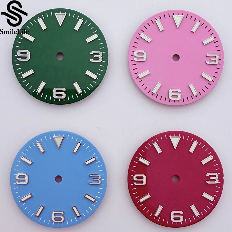 SmileLife 28.5mm Green Luminous Watch 369 Enamel Dial For NH35/NH36/4R/7S Movement NH35 Watch Accessories Parts Dial