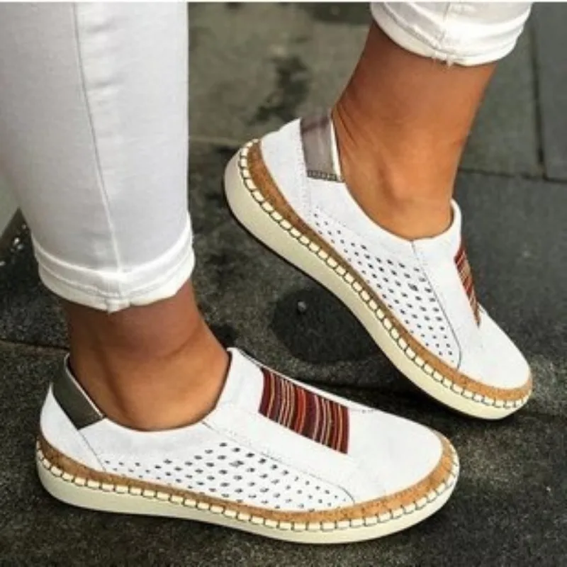 

Women's shoes with flat bottomed color matching loafers, thick soled casual shoes, sporty style, one foot single kick 43
