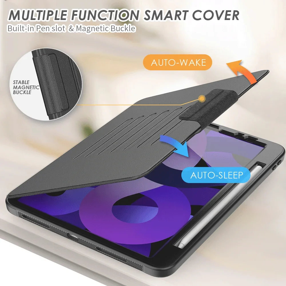 Magnet Smart Case For iPad Air 11 2026 Pro 11 2018-2025 Air 4 Air 5 10.9 2022 Shockproof Cover Multi-angle Kickstand Buckle Case — view 3