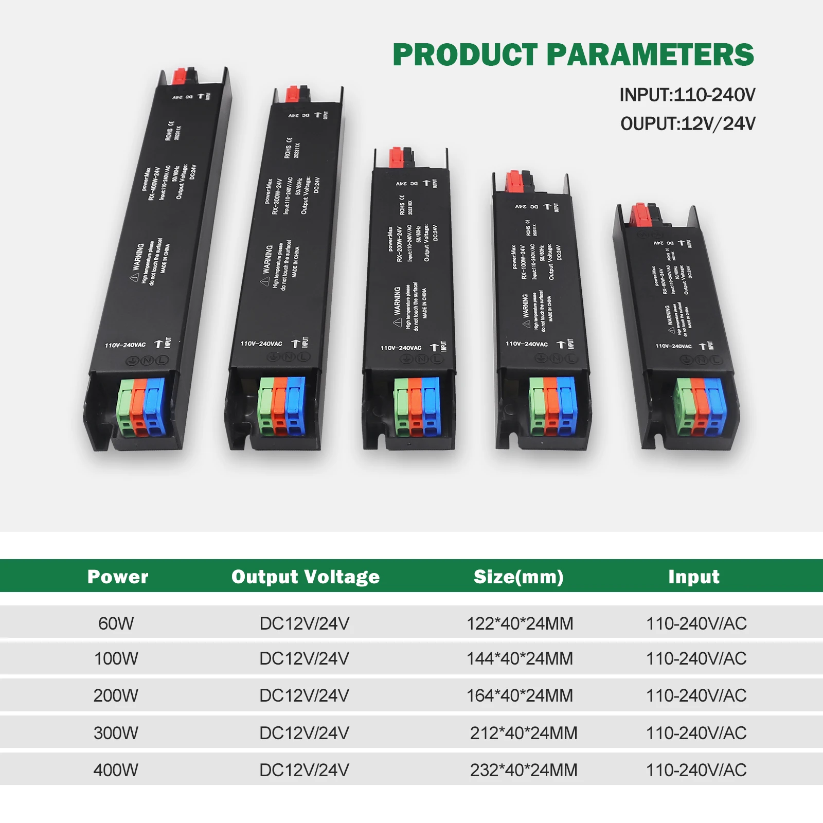 AC 110V 220V DC12V 24V Led 전원 공급 장치 어댑터 변환기 스트립 라이트 드라이버 60W 100W 200W 300W 400W 조명 변압기