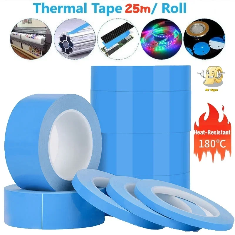 25M Double Side Thermal Conductive Tape 5-40mm Width Blue Heat Transfer  Tapes Adhesive Cooling Heatsink Pad for Computer CPU GPU - AliExpress