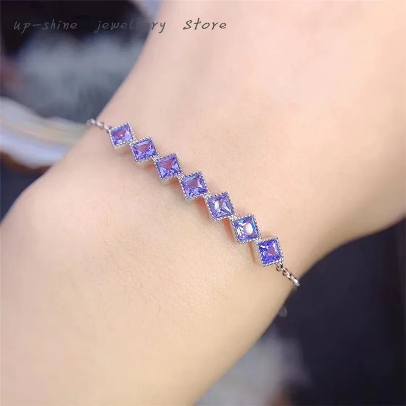 

Модный браслет Seiko из серебра 925 пробы с инкрустированными натуральными танзанитами, женские Украшения, простые и милые, по индивидуальному заказу