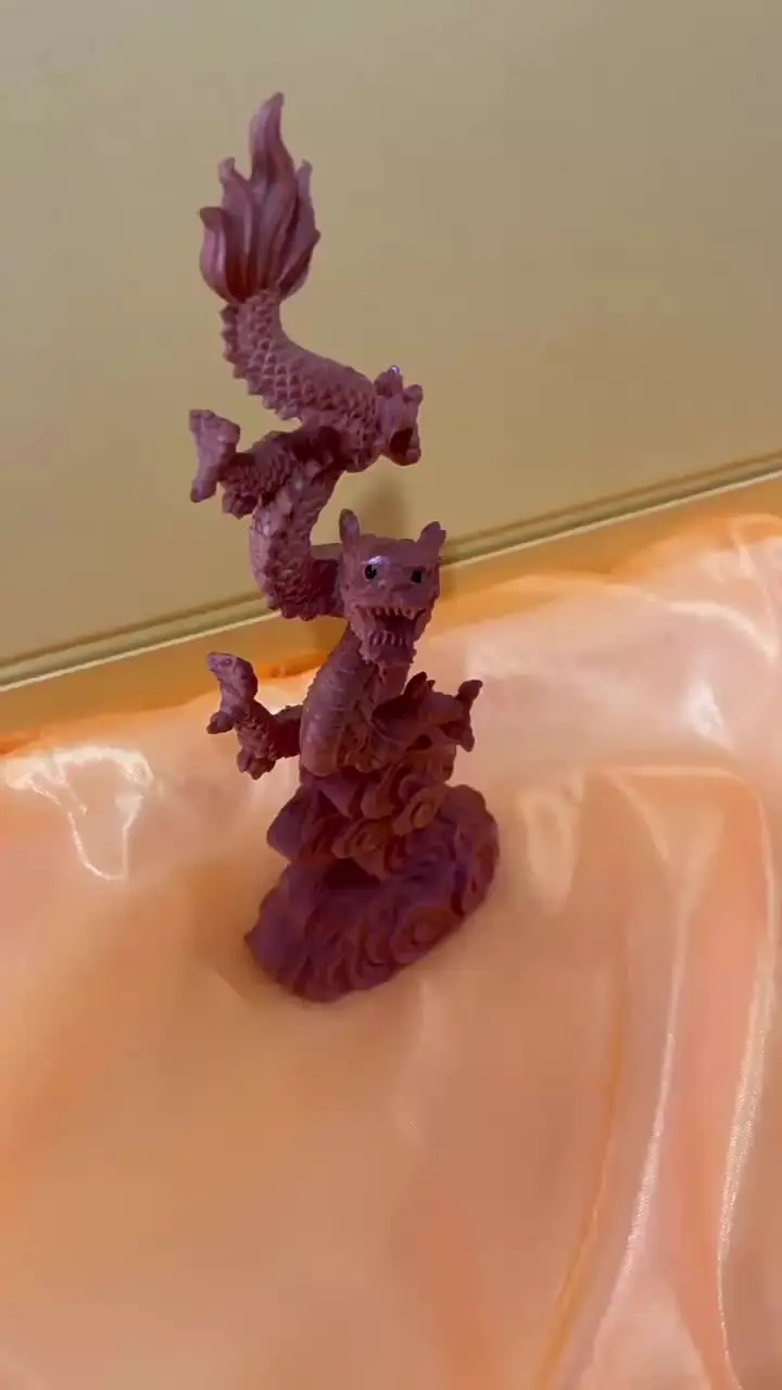 Boxwood Dragon Statue Chinese Auspicious Beast Solid Wood Carving