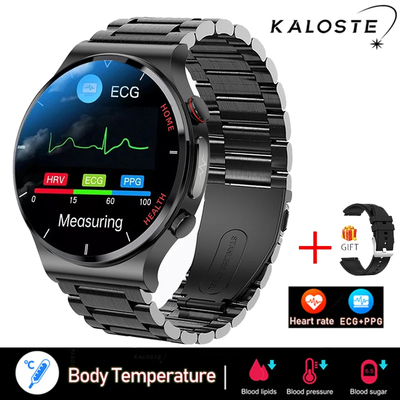 New Health Smart Watch Men ECG+PPG Heart Rate Blood Pressure Watches Body Temperature Fitness Tracker Smartwatch For Samsung+Box 