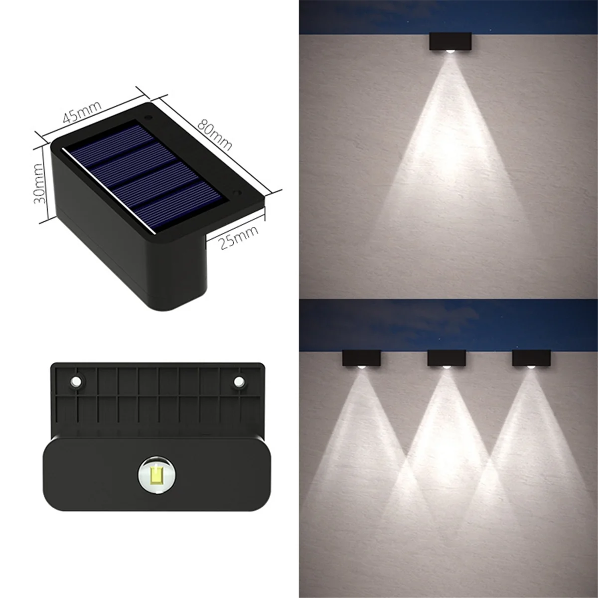 BAAU 4 Pcs LED Solar Wall Lamps Stair Light Outdoor Lighting Fence Porch Decorative Lamp Step Fence Yard Garden White Light