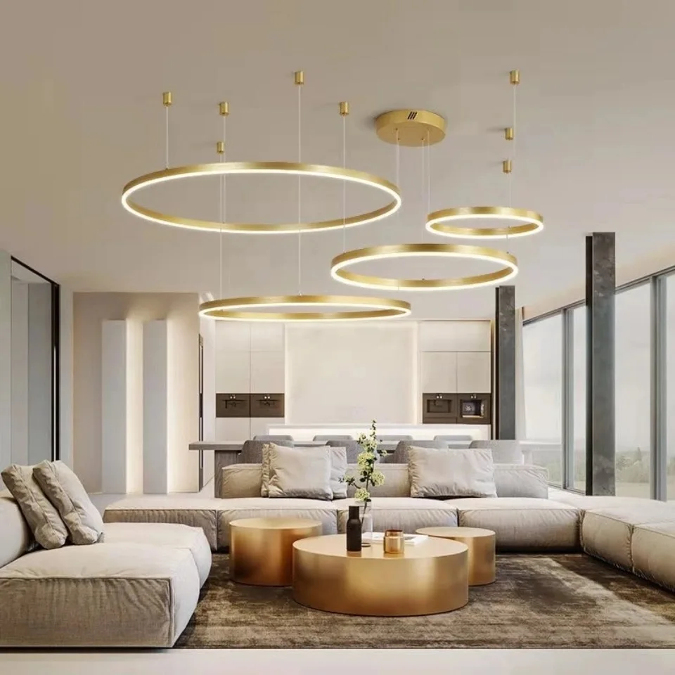 Modern LED Chandelier Lighting For Living Room Study Bedroom Lamp Indoor  Lighting Circle Rings Foyer Lustre Chandelier Luminaire - AliExpress, image size:960x960