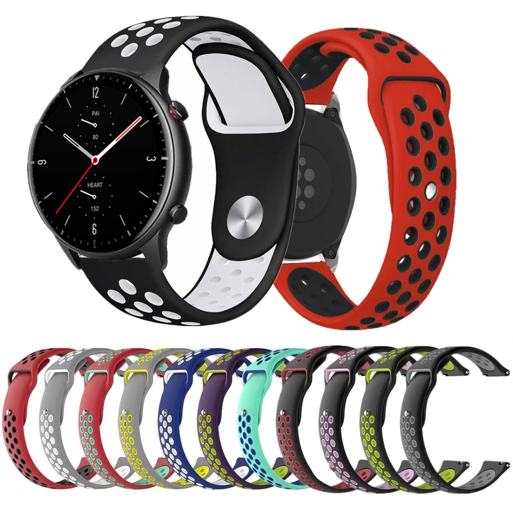 

Ремешок силиконовый для Huami Amazfit GTR Mini Pace, спортивный Воздухопроницаемый браслет для Amazfit GTR 4 3 2e Stratos 2S Zepp Z Bip 5