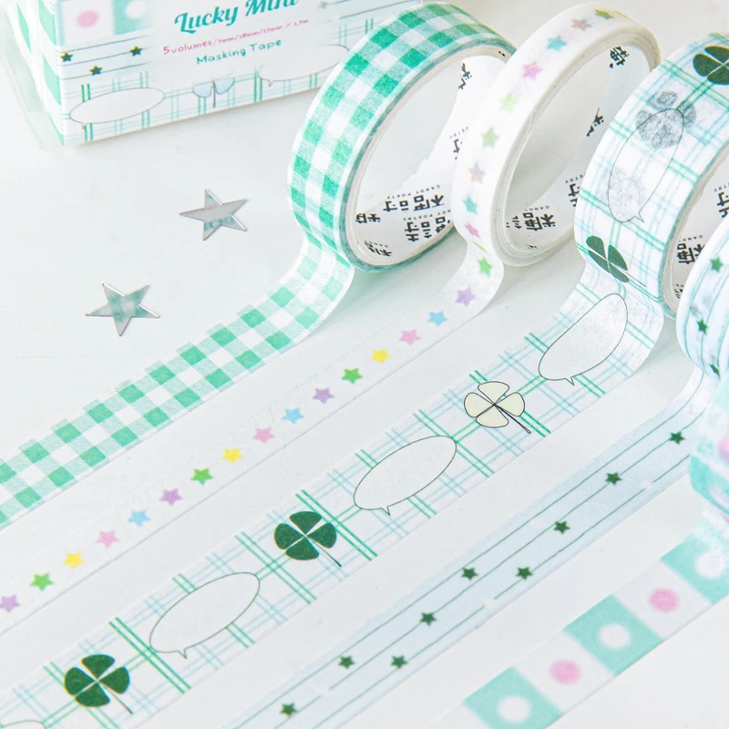 5roll/set Cute Colorful Basis Decoration Tape Planner Handbook DIY Scrapbooking Journal Collage Material Washi Tape 3
