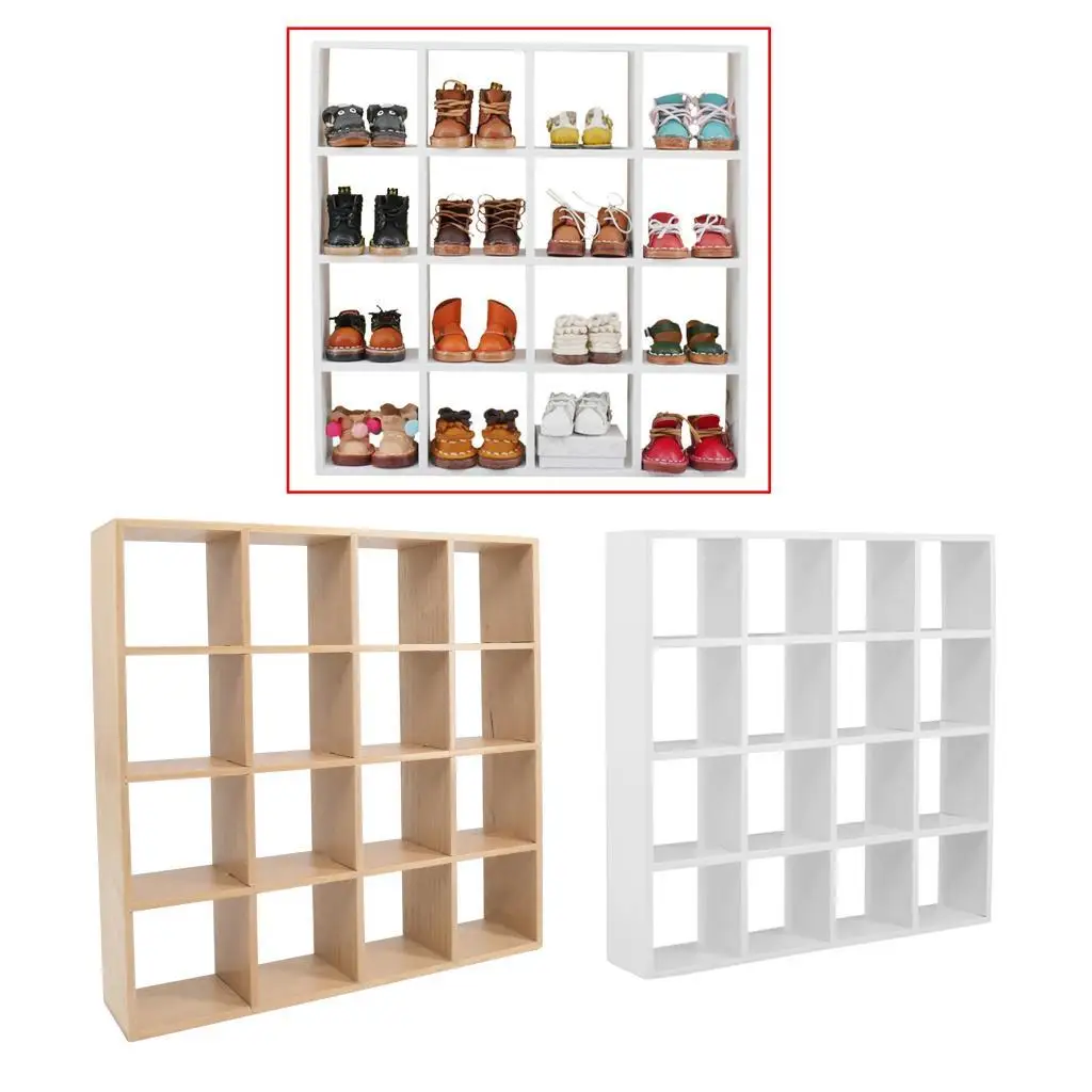 Mini Wood Storage Display Shelf Organizer Stand for 1/12 Dollhouse White 