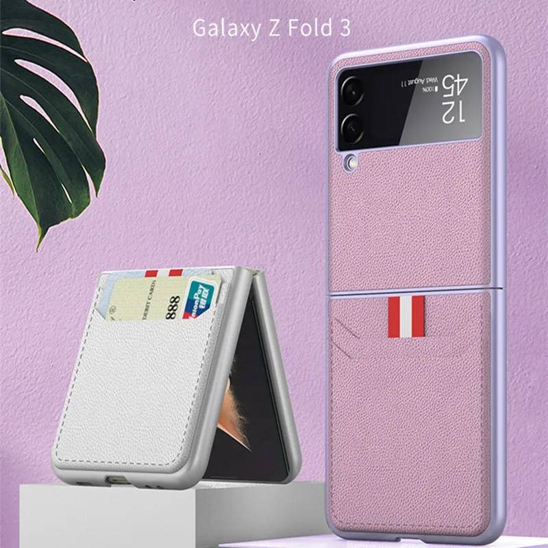 

Деловой модный кожаный чехол для телефона 2 в 1 для Samsung Galaxy Z Flip3, складной чехол-накладка с 3 отделениями для карт