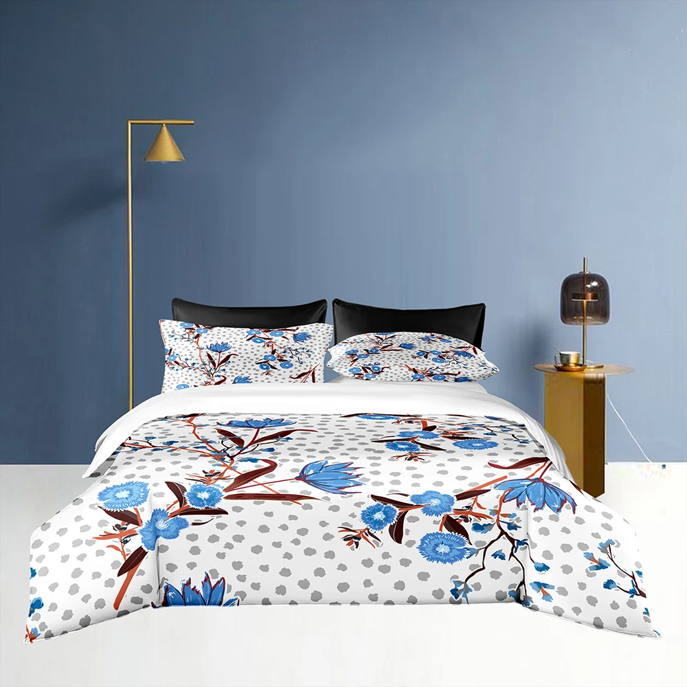 Комплект постельного белья в серый горошек из 2-3 предметов шикарный пододеяльник