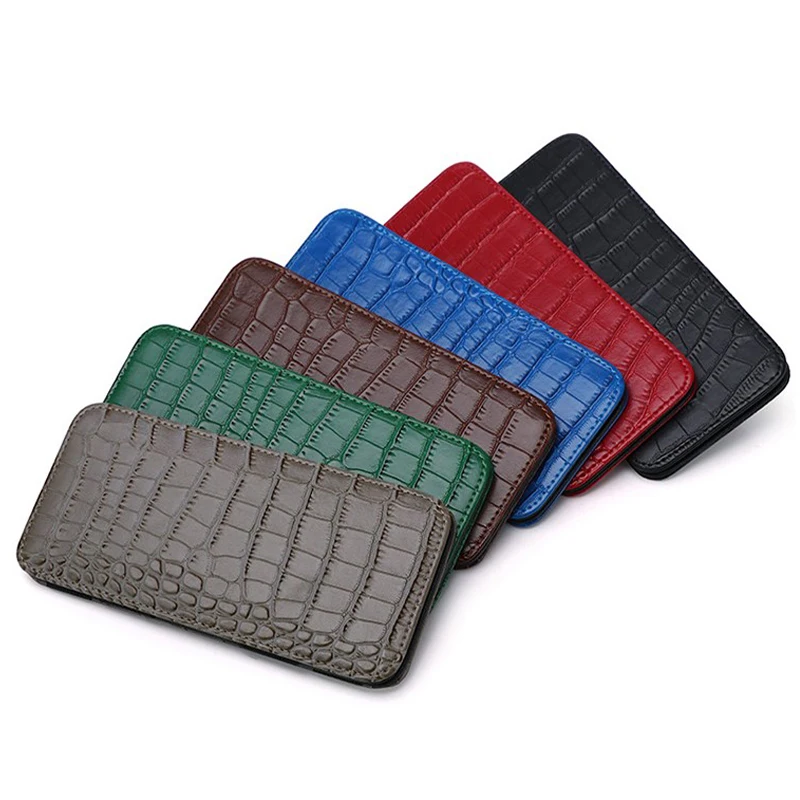 

PU Wallet Crocodile Pattern Id Bank Credit Card Holder Protector Case Portable Travel Men'S Banknote Organiser Passport Cover