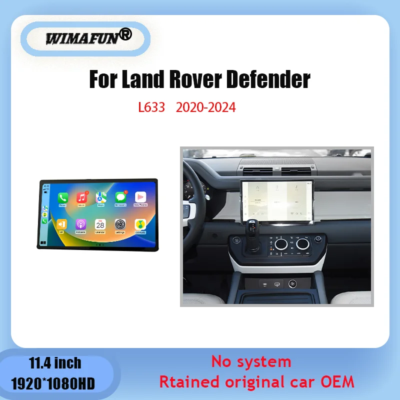 Car stereo head unit 11.4 for Land Rover Defender 90/110/130 / L663-no system screen retains original car functions