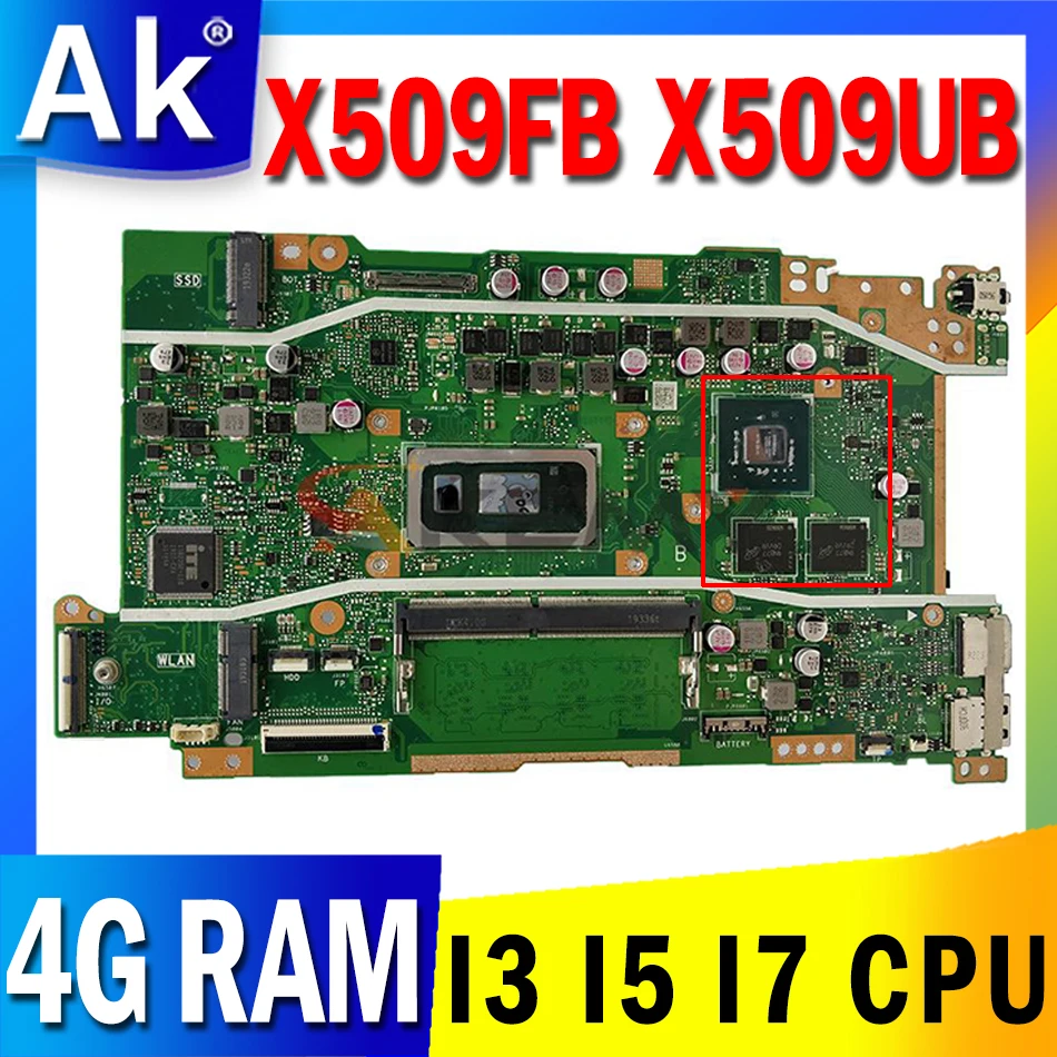 

X509FB X509UB Motherboard I3 I5 I7 CPU 4G RAM For ASUS VivoBook X509FB X509FN X509FL X509UB X509UJ Laotop Motherboard Mainboard